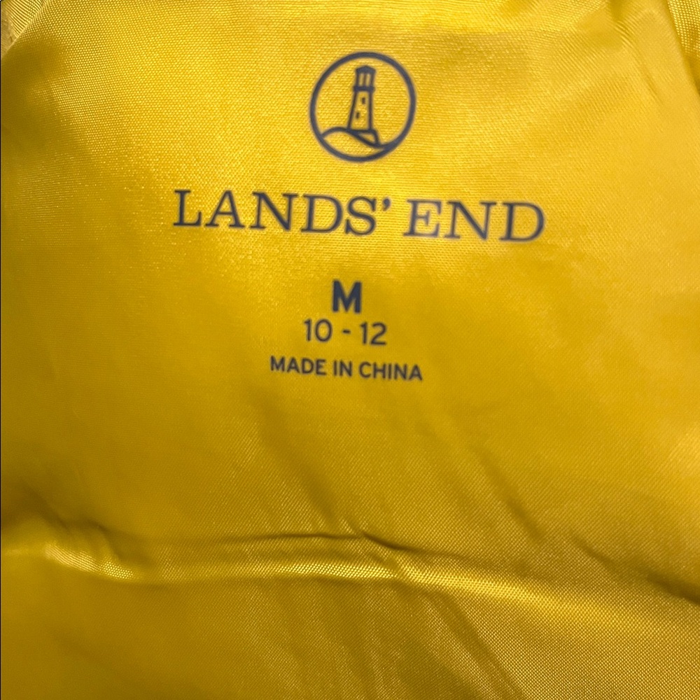 Lands' End Yellow Puffer Vest with Gray Collar - Picture 7 of 8
